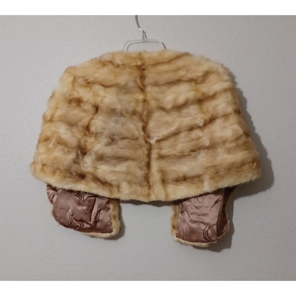 VINTAGE Blonde Mink Stole Scarf Fur Cape Shawl Fur 40's 50's Read ! - Picture 9 of 12